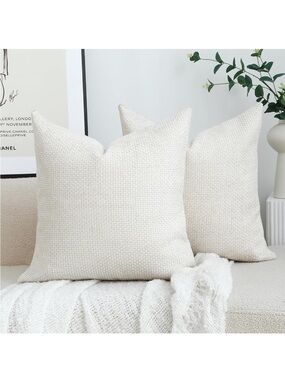 Stellhome Pack of 2 Woven Textured Decorative Throw Pillow Covers Soft Chenille